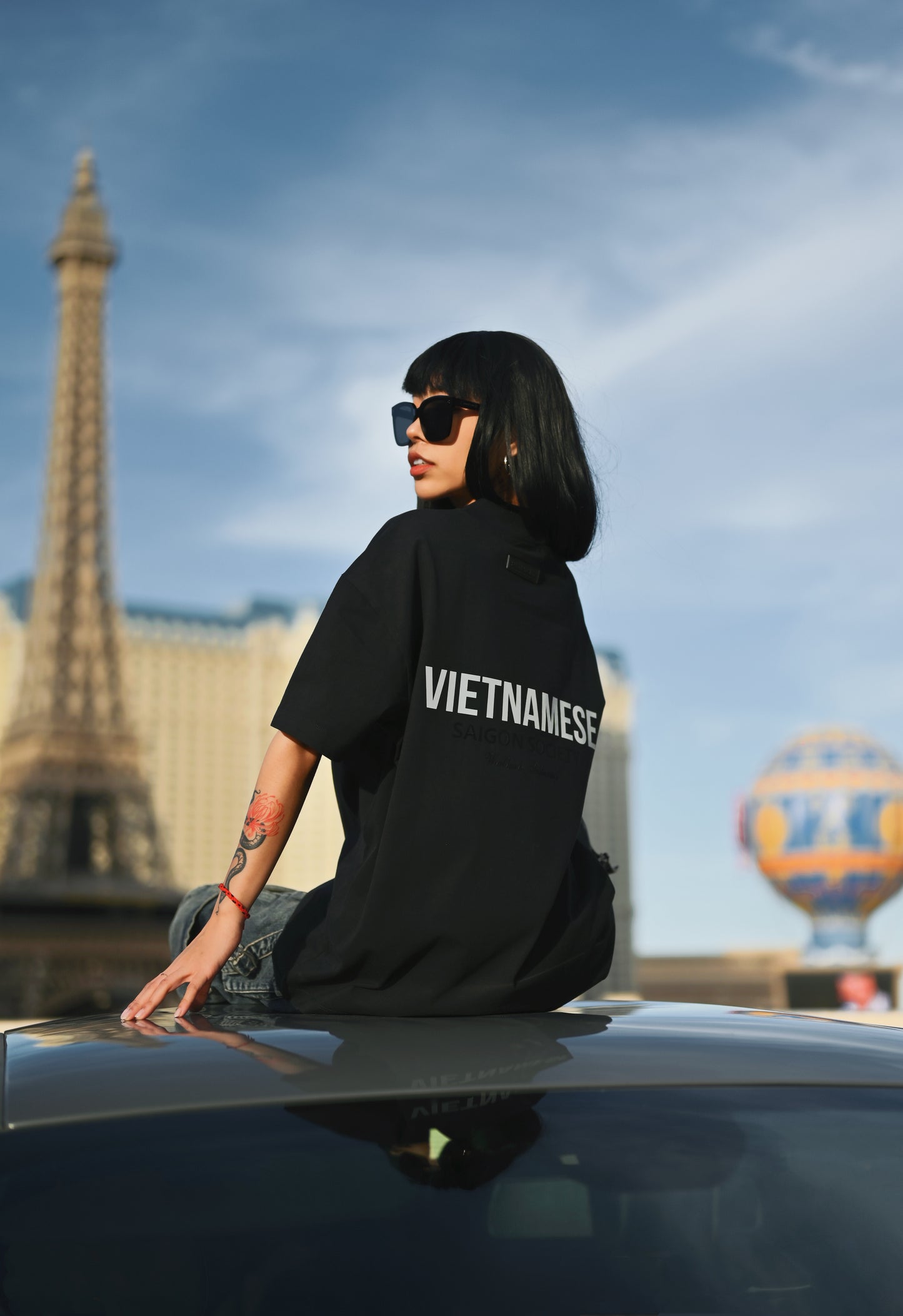 Black Vietnamese Origin Reflective T-Shirt